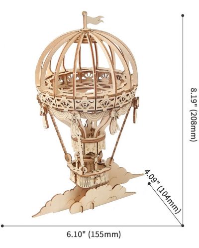 Drvena 3D slagalica Robo Time od 140 dijelova - Balon na vrući zrak - 2